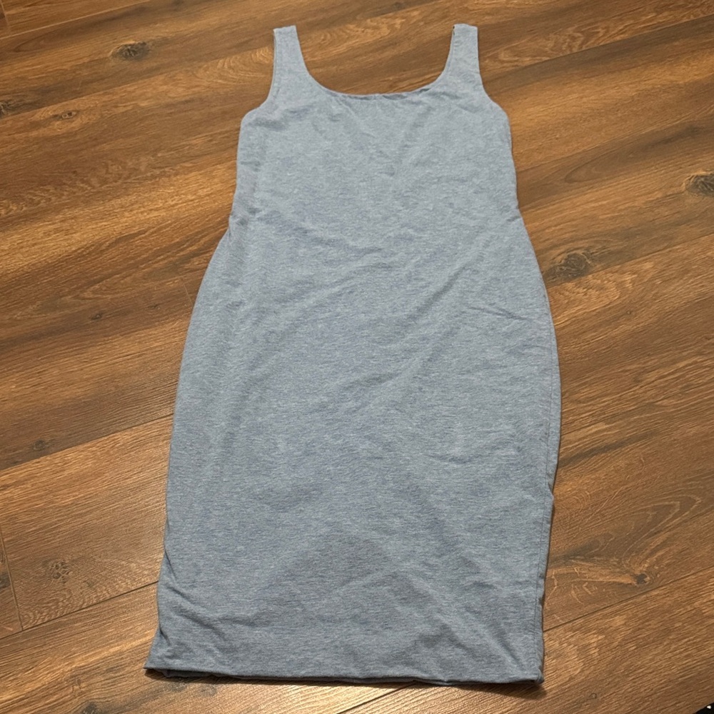 Peruvian Connection Blue Midi Dress Small Sleeveless Knit Bodycon Casual